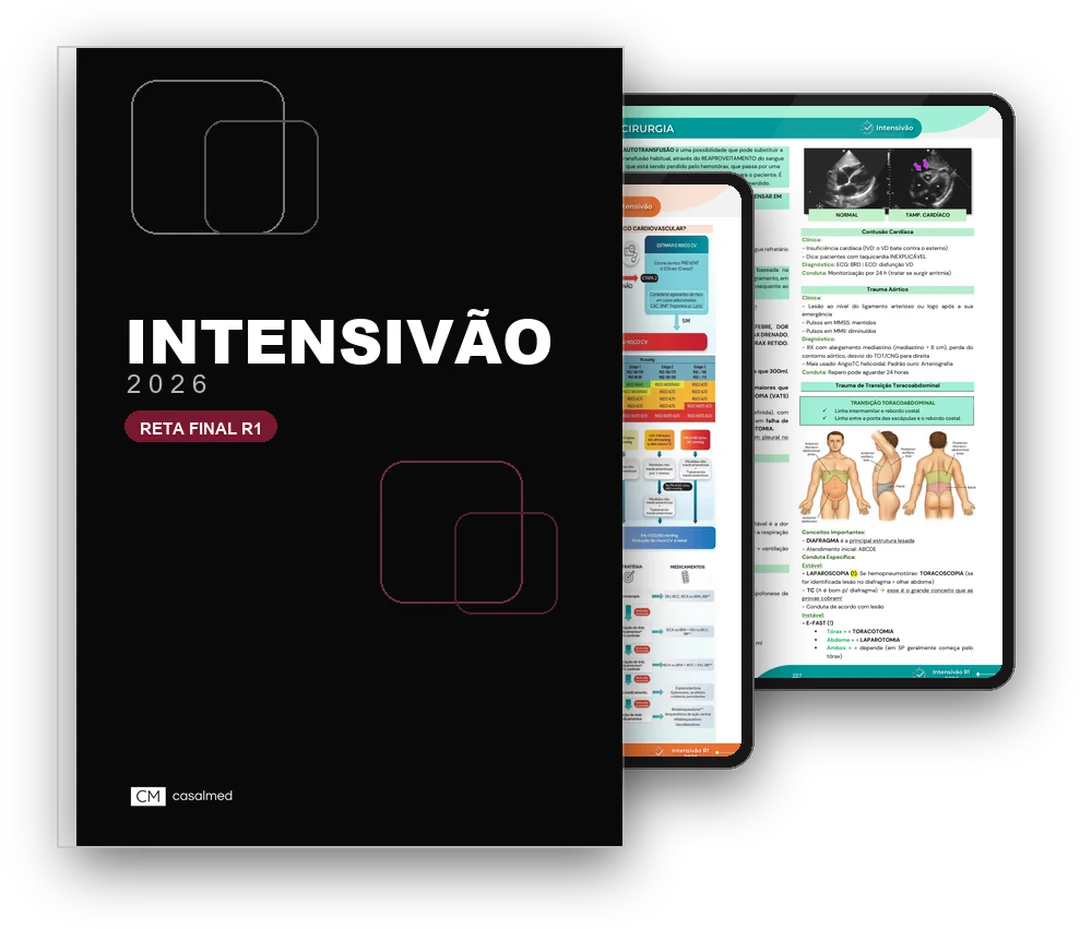 Caderno impresso do Intensivão com dois tablets atrás