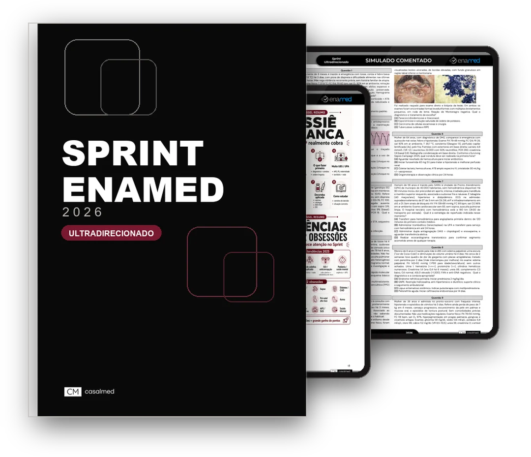Apostila do Sprint ENAMED com dois tablets atrás